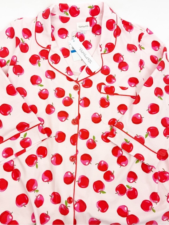 BedHead Pajamas PJ’s An Apple A Day Long Sleeve Classic Stretch Jersey PJ Set - Picture 6 of 16